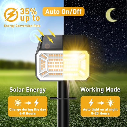 Solar Spot Lights Outdoor Waterproof IP65, [4 Pack/100 LED/4 Modes] Solar Landscape Spotlights, Auto On/Off Solar Powered Flood Lights for Outside Yard Garden Pathway(Warm White)