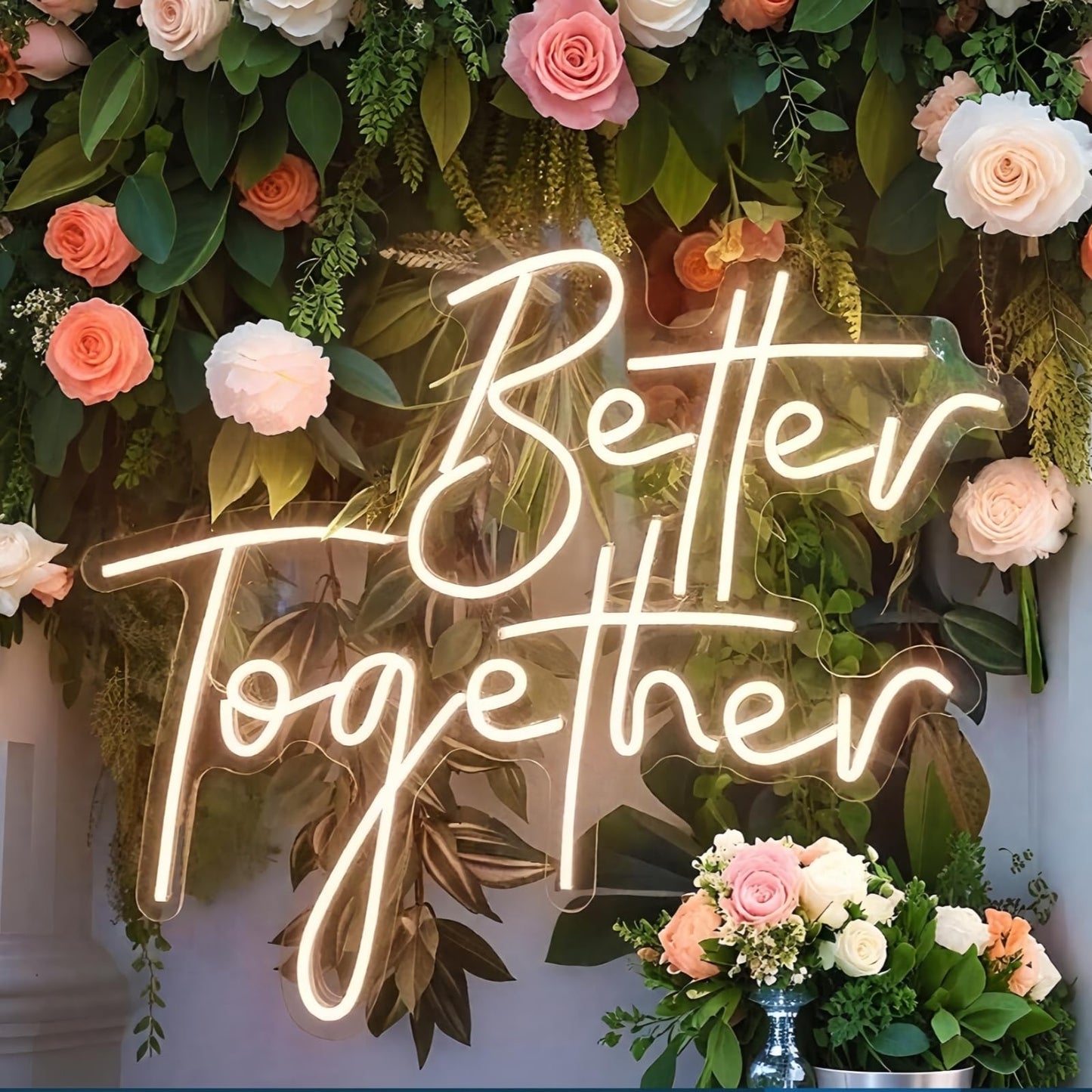 Better together Neon Signs for Wall Decor Neon Wall Art Acrylic LED Lights with Hanging Chain Light Up Signs for Bedroom Decor Man Cave Bar Pub Wedding Party 5V USB Operated Dimmable