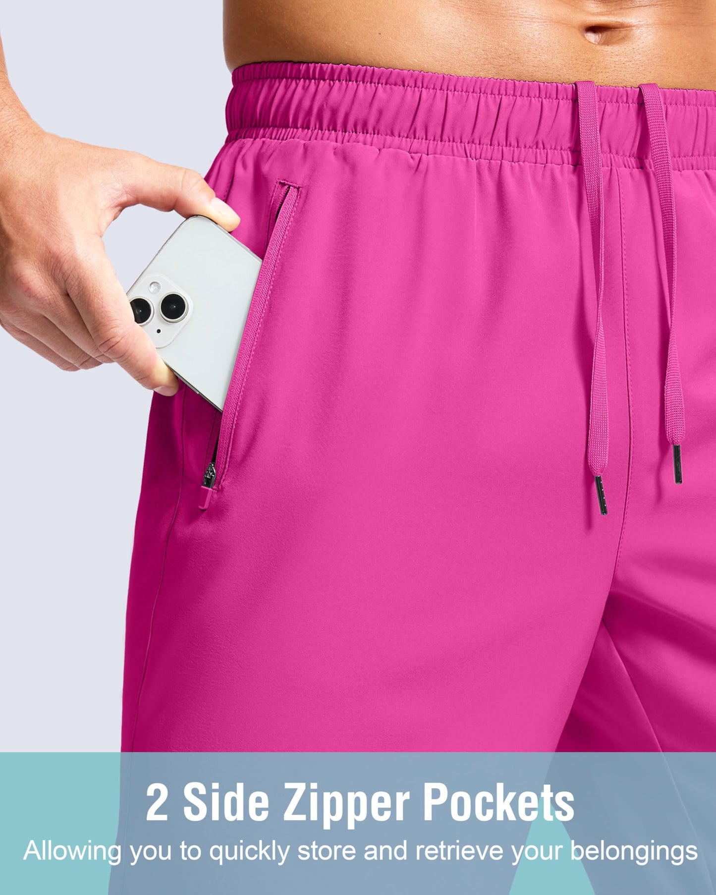 G Gradual Men's Athletic Running Shorts with Zipper Pockets Quick Dry 7"/ 5"/ 9" Workout Gym Shorts for Basketball Hiking(Rose,7XL)