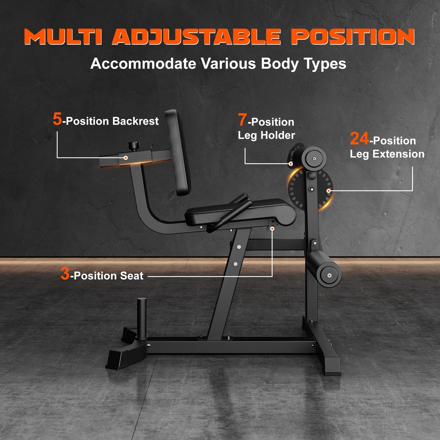 GOIMU Leg Extension and Curl Machine, 4 in 1 Lower Body Workout Machine, Adjustable Leg Curl Machine with Plate Loaded, Leg Extension Machine with Exercise Bench, Home Gym Weight Machine