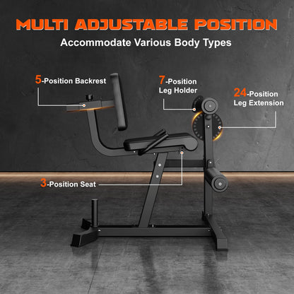 Leg Extension and Curl Machine, GOIMU 4 in 1 Lower Body Workout Machine, Adjustable Leg Curl Machine with Plate Loaded, Leg Extension Machine with Exercise Bench, Home Gym Weight Machine