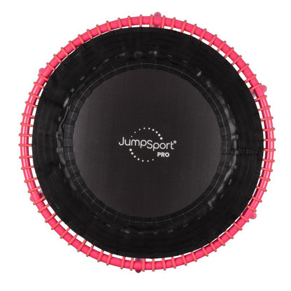 JumpSport 350 PRO Fitness Trampoline, Cardio Workout, No-Tip Arched Legs Home Gym Equipment with Adjustable Bungees & 60 Day Trial Video, 39", Pink