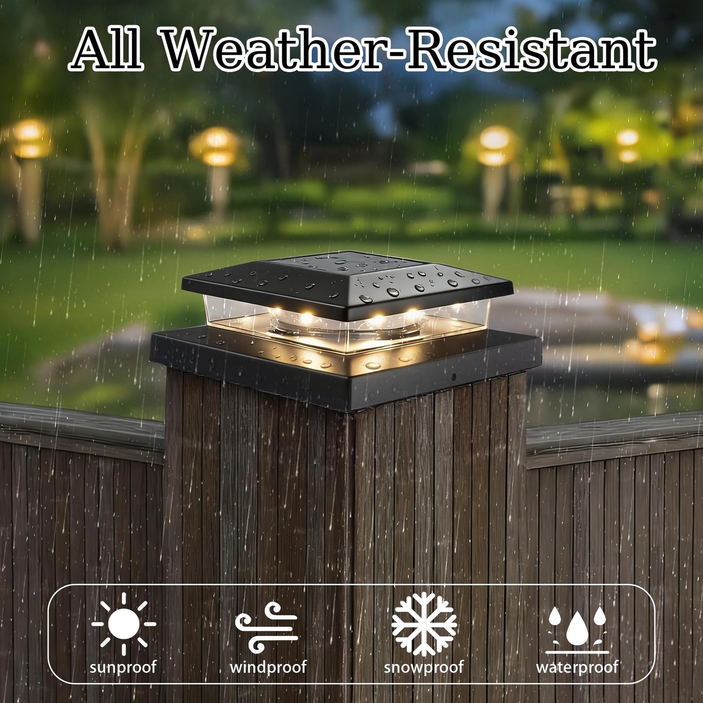 TW SHINE Solar Post Cap Lights Outdoor, 12 Pack Waterproof Solar Powered Deck Fence Post Lights, Warm White Post Light for Garden Patio Porch for 4x4, 5x5 or 6x6 Wooden Posts