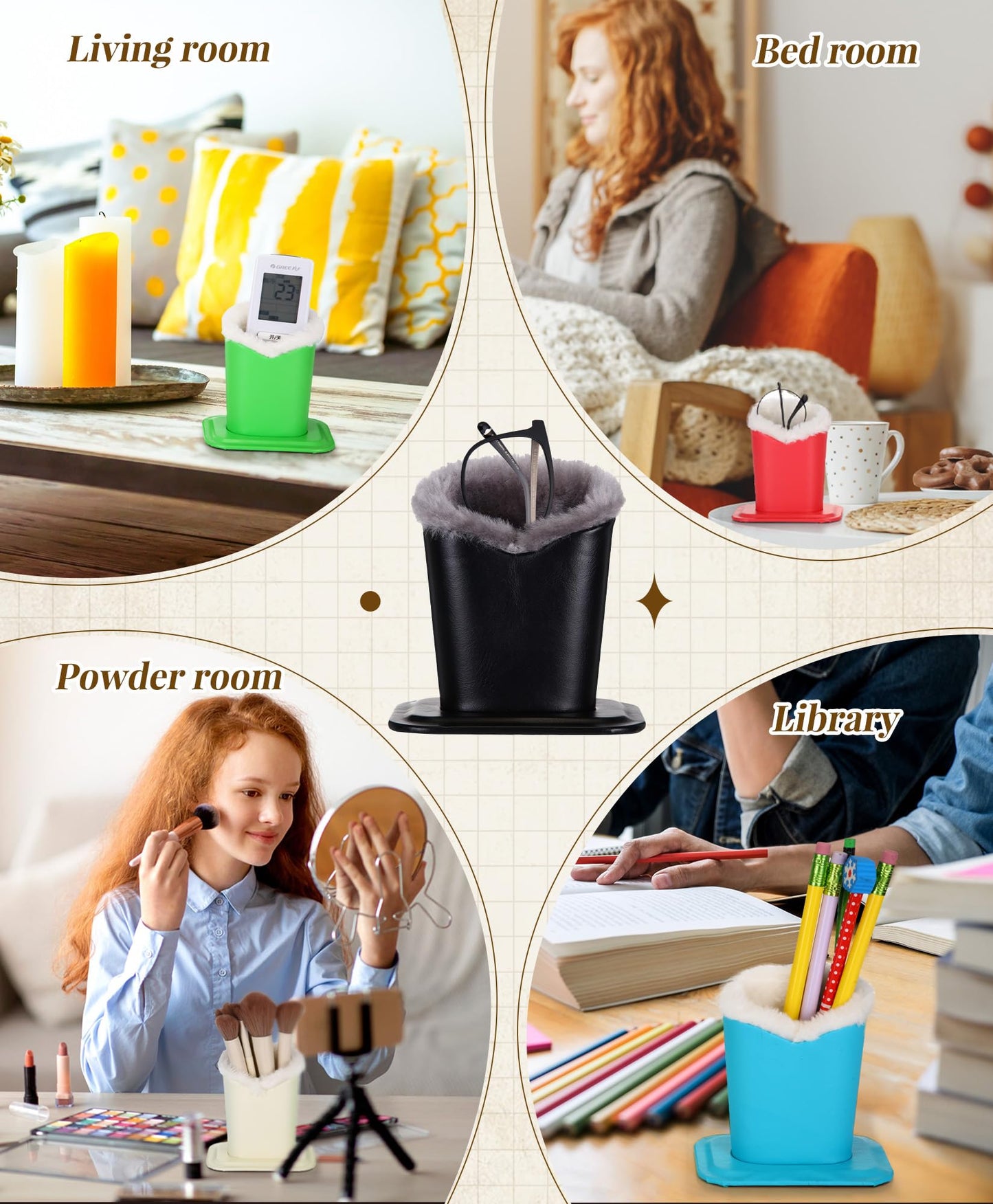 Weewooday 6 Pack Plush Lined Eyeglasses Holder Stand for Glasses Leather Reading Stand Case Protective Glasses Case (Trendy)