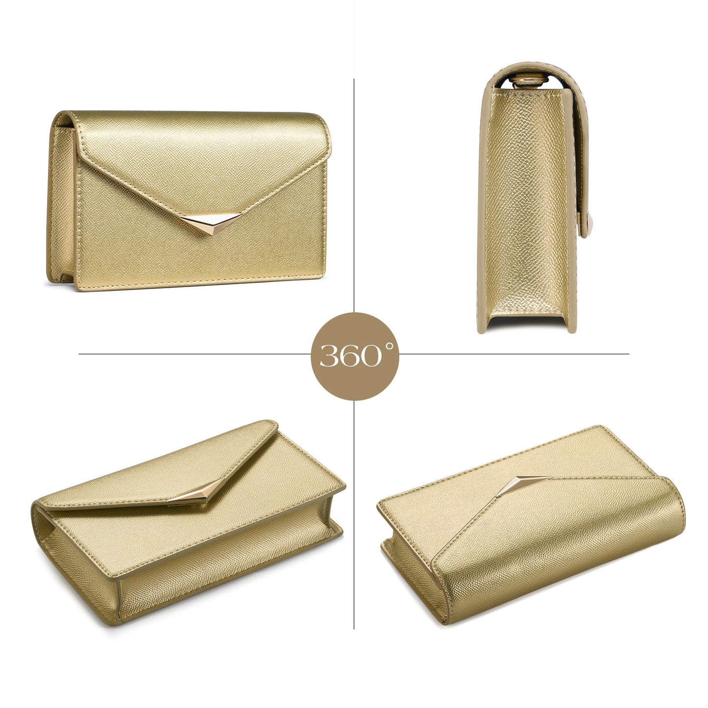 SWEETV Classic Envelope Clutch Purses for Women Elegant PU Leather Handbags for Evening, Weddings, Parties, and Formal Events