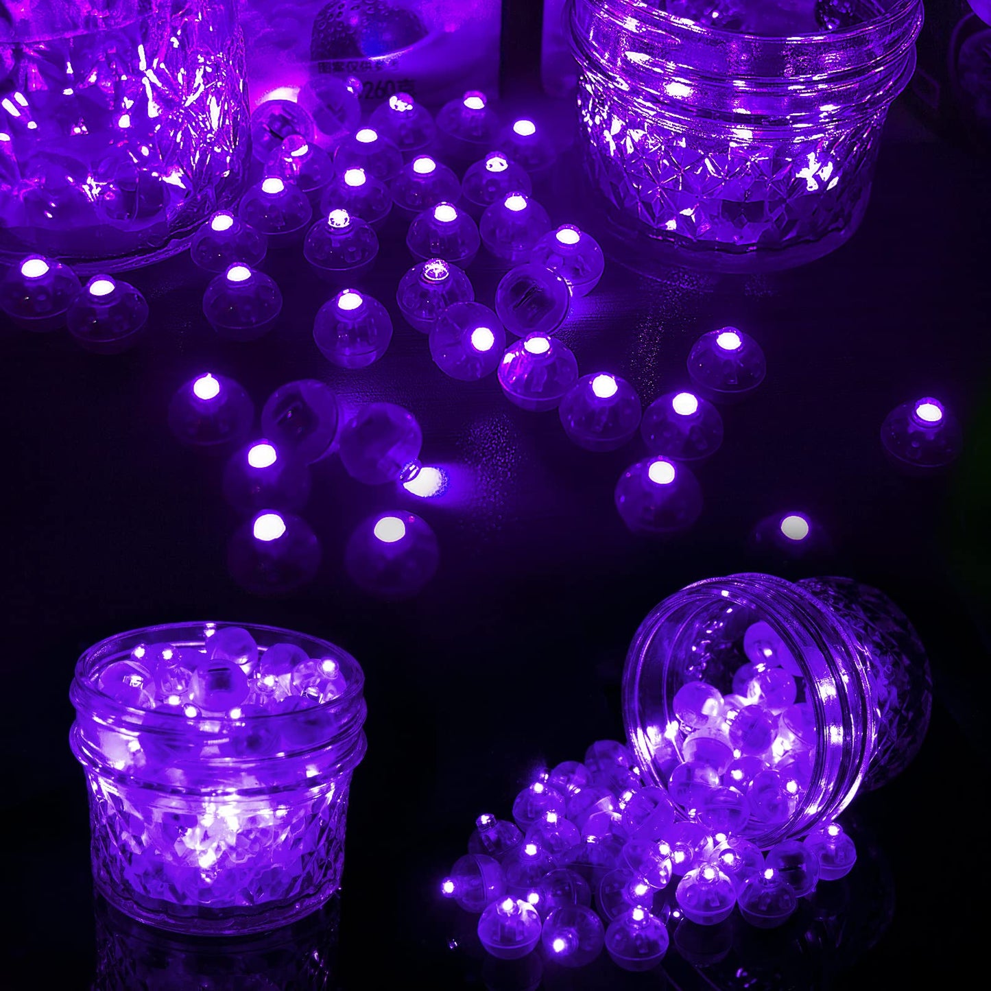 Aogist 100Pcs Purple Balloon Lights with Hook,Long Standby Time,Waterproof Mini Light for Birthday Party Wedding Christmas Halloween Easter Decorative (Steady)