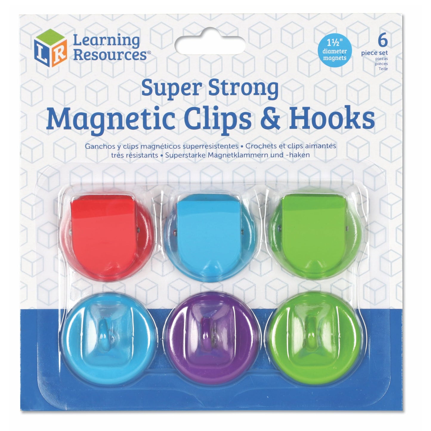 Learning Resources Super Strong Magnetic Hooks & Clips - Magnetic Clips for Whiteboard, Strong Magnet Hooks for Classroom, Magnets with Hook, Fridge Clip Magnets, Refrigerator Magnet Hook