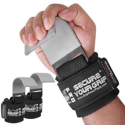Weight Lifting Hooks Heavy Duty PRO Lifting Wrist Straps Deadlift Straps Power Lifting Grips Weightlifting Gym Gloves Men & Women (Gray, Men-Wrist Size Large)