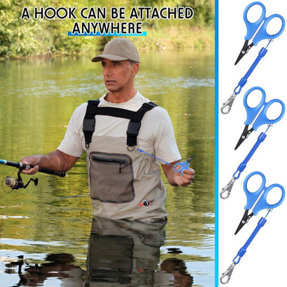 3 Pieces Fishing Scissors, Stainless Steel Fishing Line Cutter Portable Braided Line Cutter with Titanium Coating Fishings with Hook and Retractable Coil Lanyards Accessories(Blue)