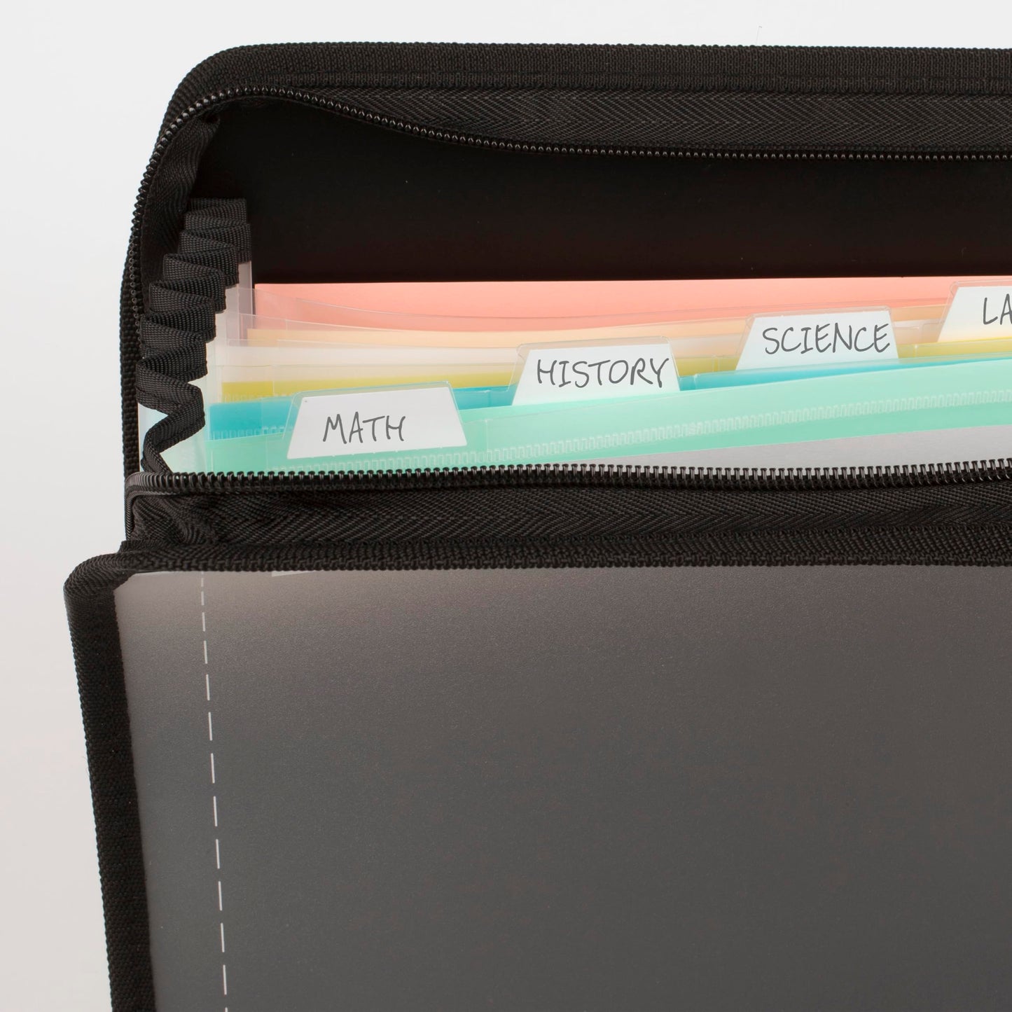 Five Star Expanding File Organizer + Study App, 7-Pocket Accordian File Organizer, Zipper Closure, Holds 8-1/2" x 11" Paper, Black (72709)