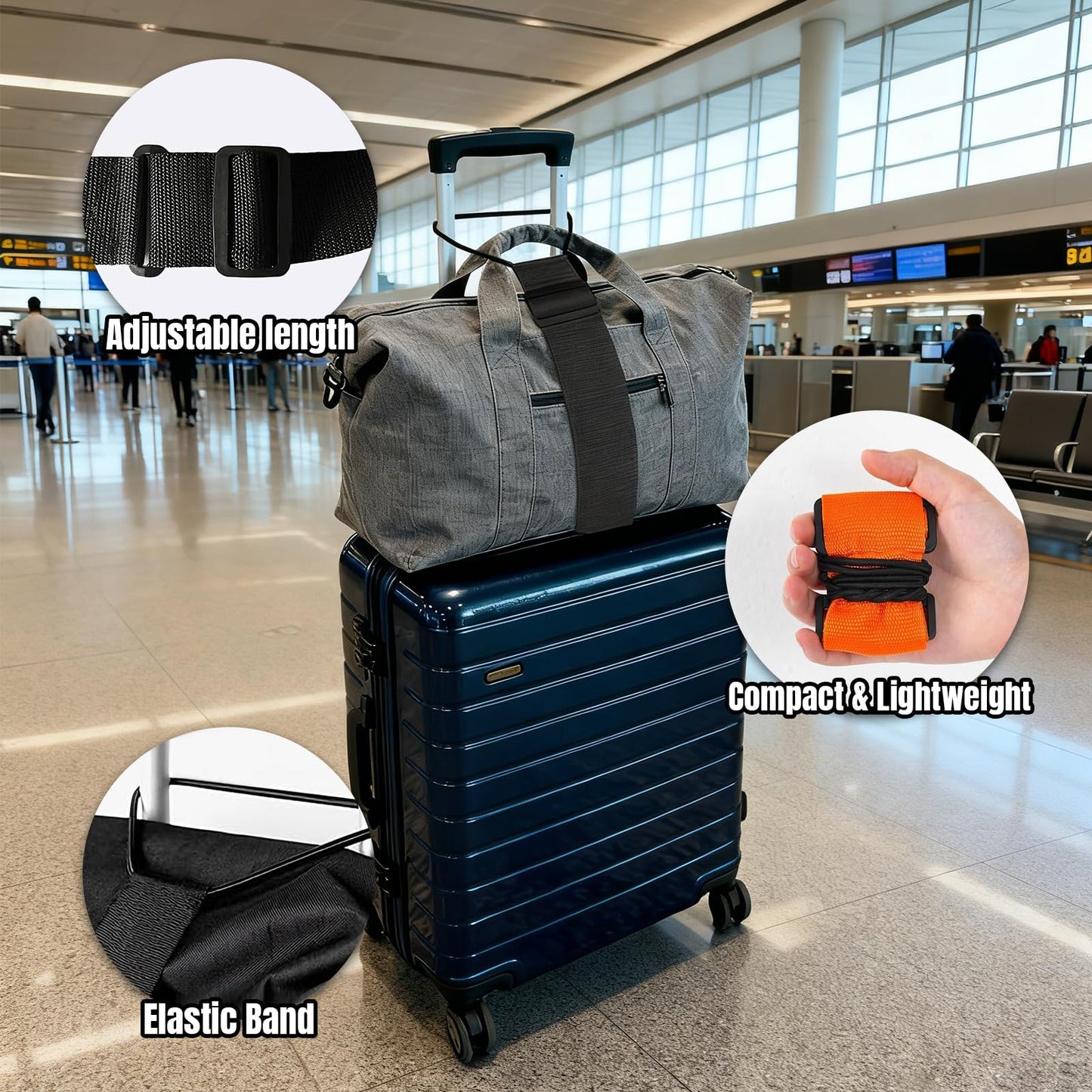 Luggage Straps for Suitcases, 2 Pack Adjustable Luggage Connector Straps, Multi-Use Elastic Straps with Buckles, Travel Straps for Luggage, Luggage Accessories(2 Pink Items)