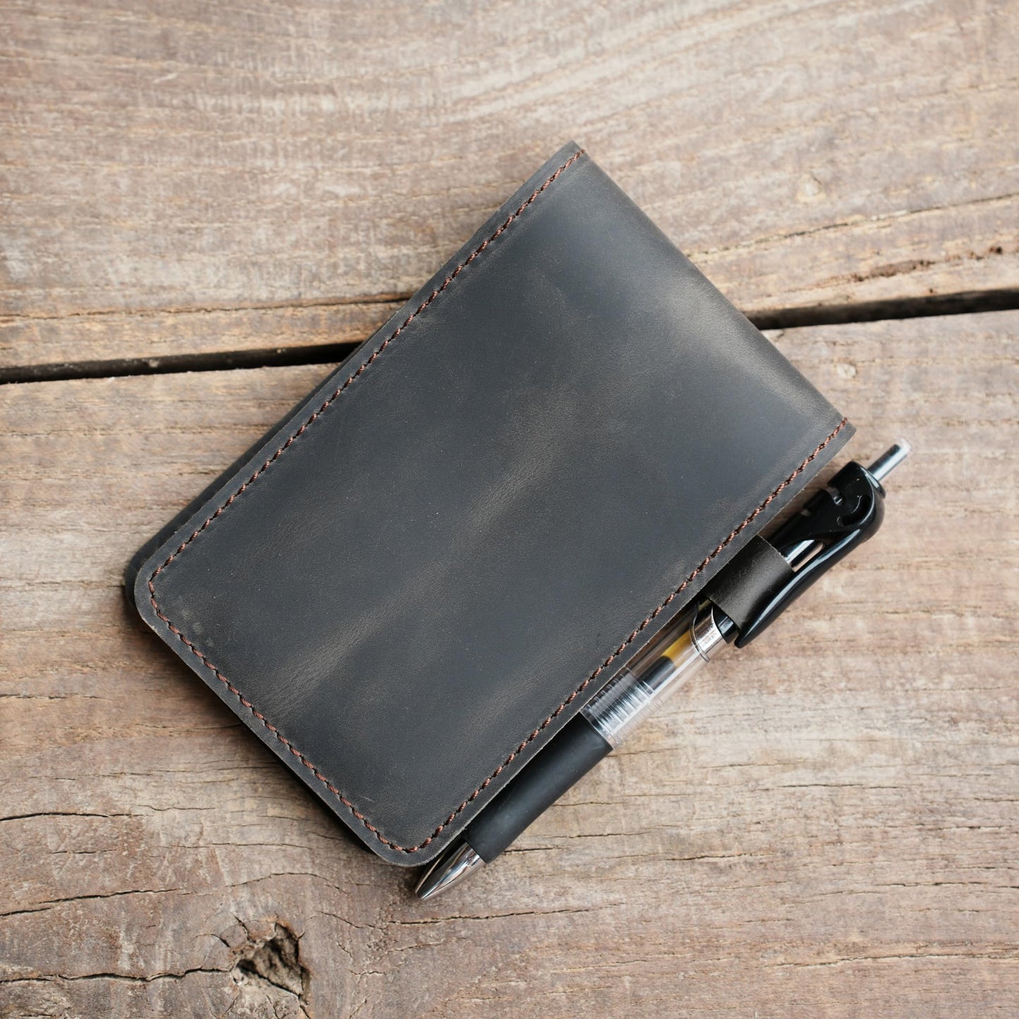 YIYUS Real Genuine Leather Notepad Cover For Mini Pocket Notebook 3" X 5", Leather Cover For Rite In The Rain Top-Spiral Notebook (GREY)