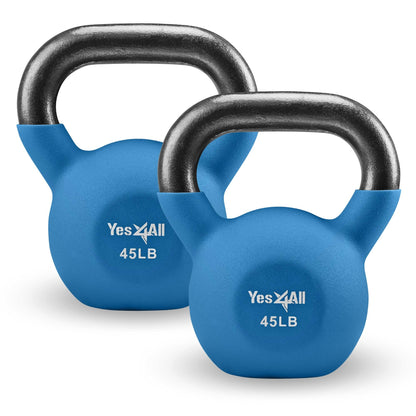 Yes4All Neoprene Coated & Kettlebell Sets - Hand Weights for Home Gym & Dumbbell Weight Set training 45 LB - Pair