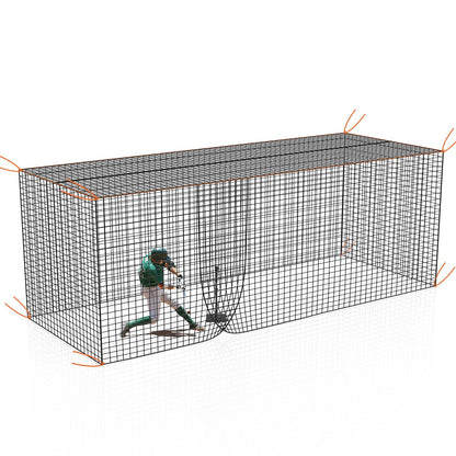 Batting Cage Net, 10x10x35 ft Heavy Duty Enclosed Batting Net With Door, Only Net, No Poles and Frame, Professional Softball Baseball Nets for Batting and Pitching, Batting Cages for Backyard