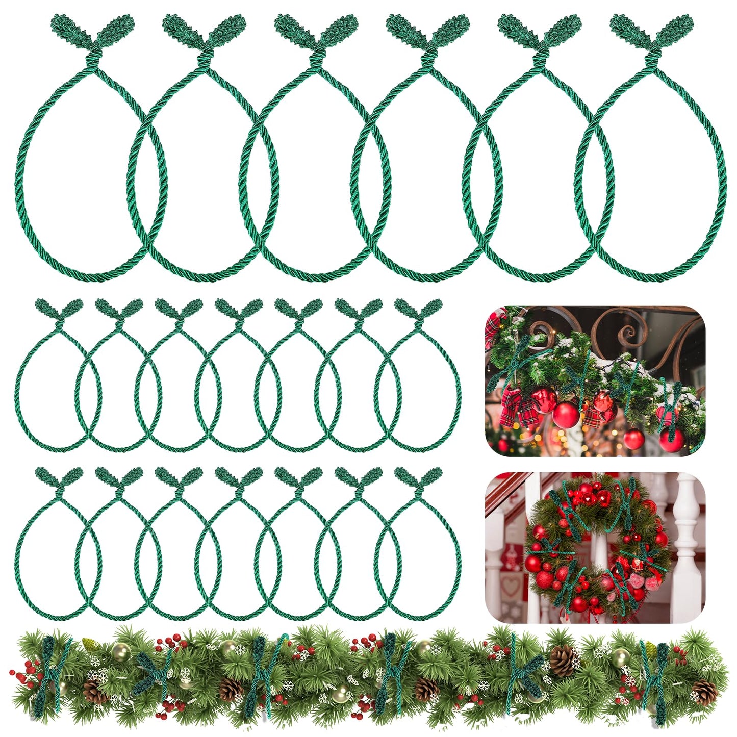 20 Pcs 20 Inches Christmas Garland Ties Christmas Decorative Twist Ties Reusable and Flexible Banister Ties Garland Ties for Garland, Banister Home Decoration