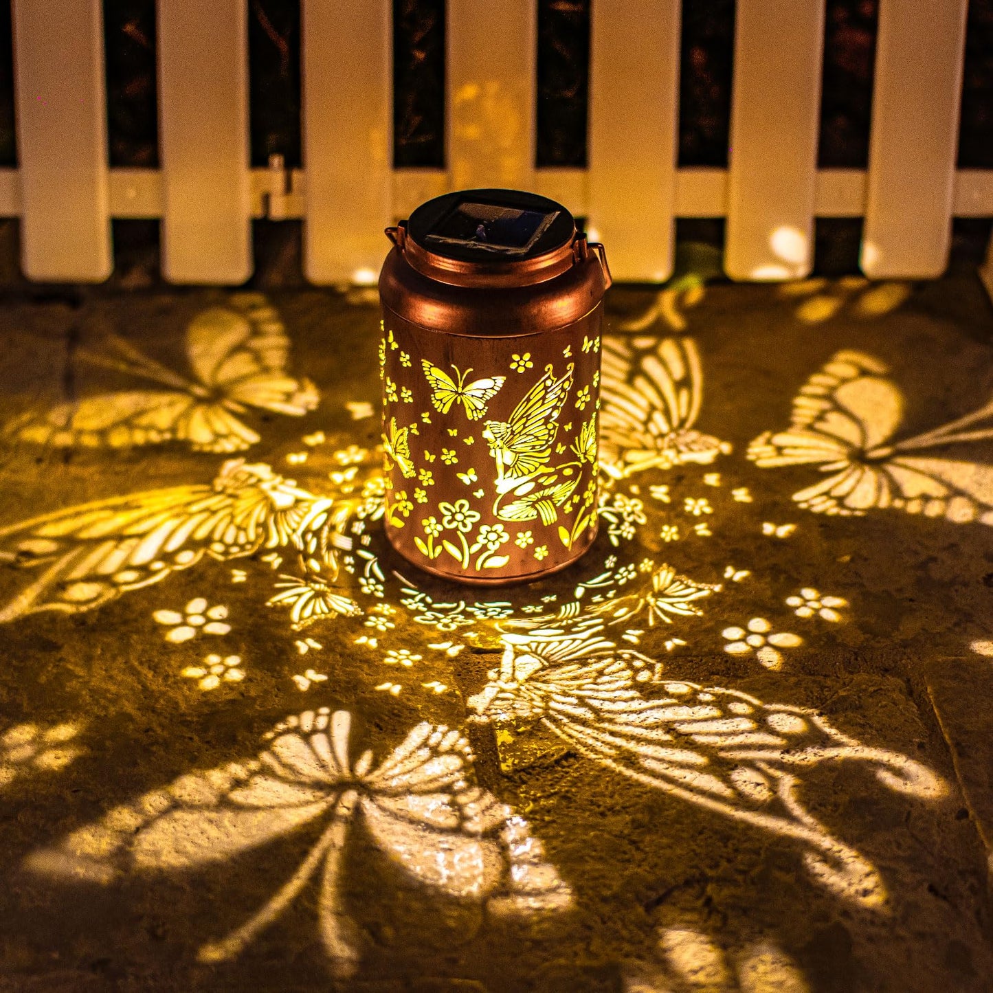 Fairy Solar Lanterns Outdoor Waterproof,Hanging Butterfly Lights Mothers Day Gifts for Women Mom Grandma Hollow Out Metal Lantern Decorative Summer Garden Decor for Patio,Yard,Porch,Pathway