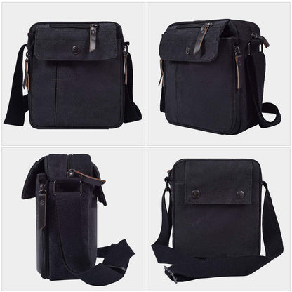 dealcase Canvas Small Messenger Bag for Men Women, Casual Shoulder Bag Chest Bag Travel Carry Bag Multi-pocket Purse
