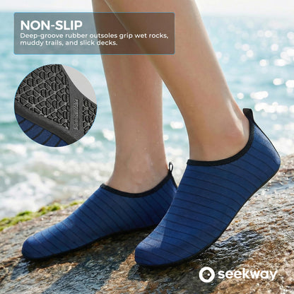 SEEKWAY Water Shoes Quick-Dry Aqua Socks Barefoot Non Slip for Beach Swim Yoga Pool Lake Surf Women Men Blue SK002(U)