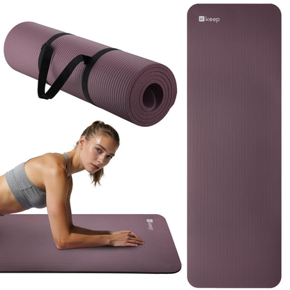 KEEP Extra Thick NBR Yoga Mat for Women & Men, 10mm Thick, 72”x24” Large Exercise Mat with Non-Slip Workout Mat for Yoga, Pilates, Stretching, Meditation – Wide & Cushioned Fitness Mat,purple