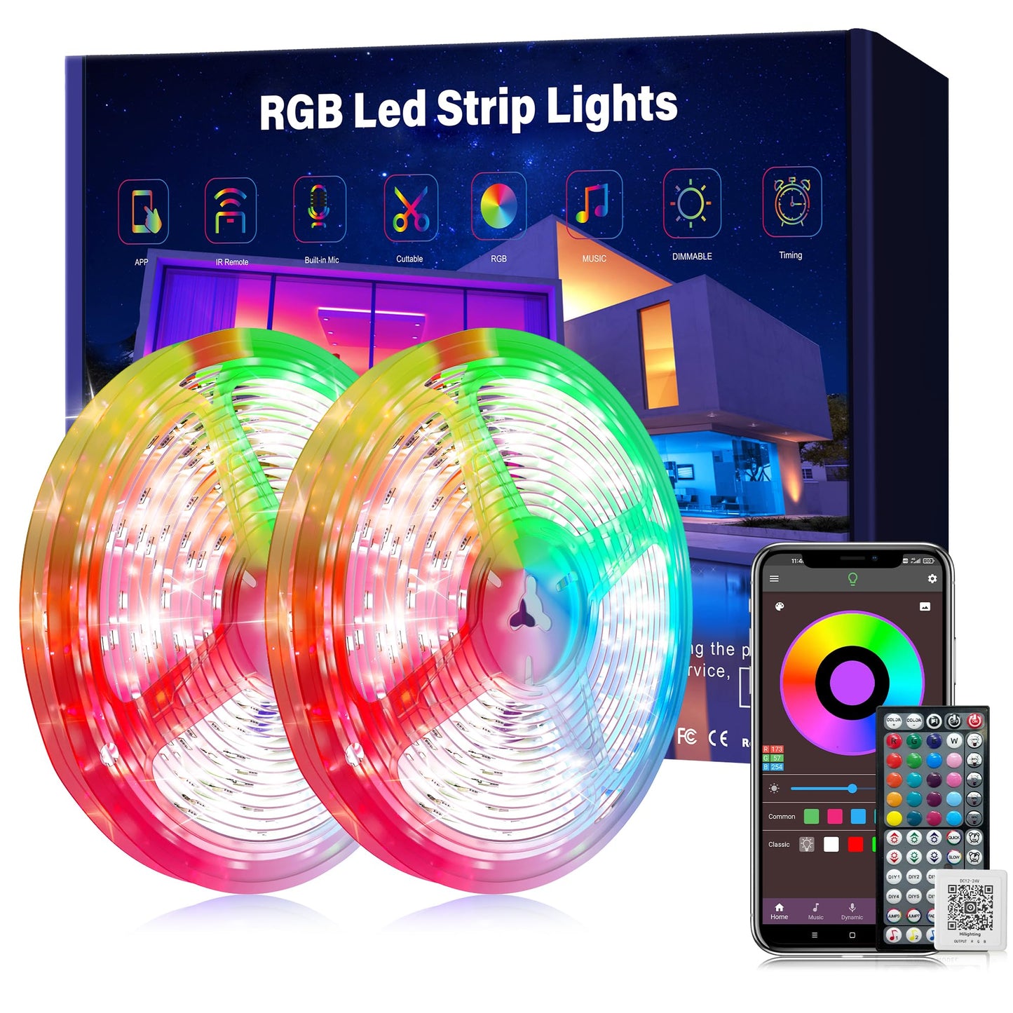 Ledagic 200 ft LED Lights for Bedroom Music Sync RGB LED Strip Lights with APP & Remote Control LED Lights for Room Home Party Christmas Wall Decor (2 Rolls of 100ft)