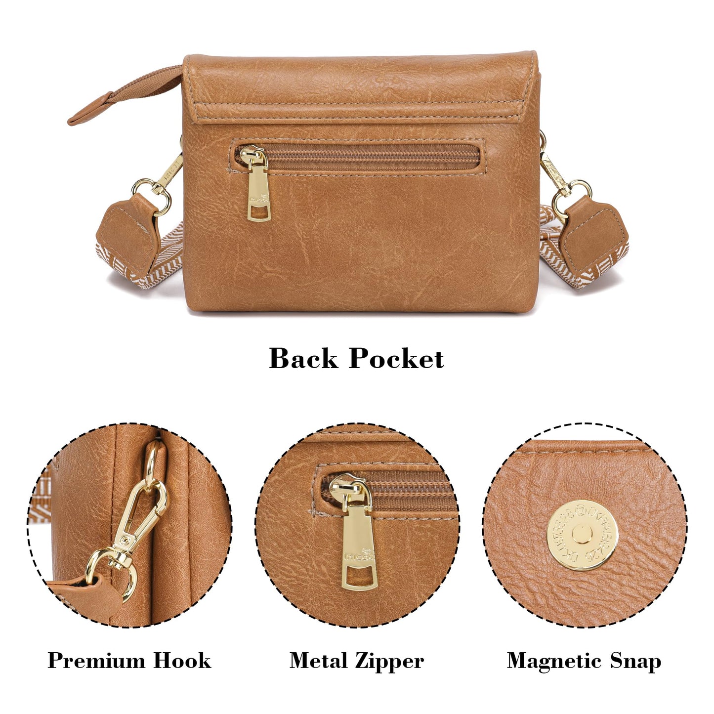 MINICAT RFID Blocking Small Crossbody Bags for Women Vegan Leather Mini Travel Purses Cell Phone Purse Cross Body Bag (Earthy Brown Nylon Strap)