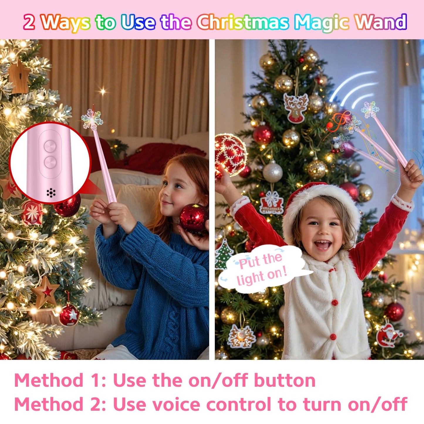 Christmas Tree Light Wand Remote - Voice Control Magic Wand Light Controller with Wireless Outlet Plug - Magical Christma Tree Lights Switch Wands for Kids, Xmas Gifts Outdoor Lighting Decoration
