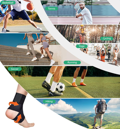 HiRui Ultrathin High-Elastic Ankle Wraps Ankle Brace for Men Women Kids, Adjustable Ankle Straps for Running, Football, Basketball, Sprains, Arthritis, Plantar Fasciitis (Black, Medium (Pack of 1))