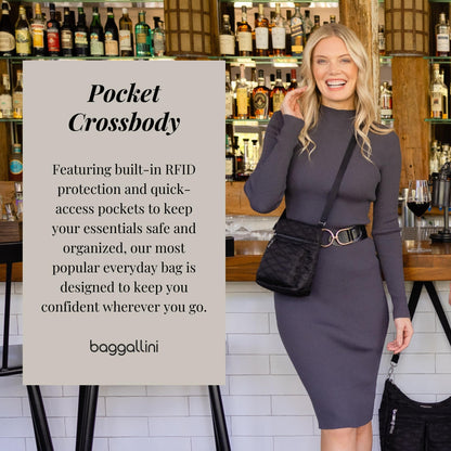 Baggallini Pocket Crossbody Bags for Women 8x8 Small Lightweight Durable Water-resistant Travel Purse W/Rfid