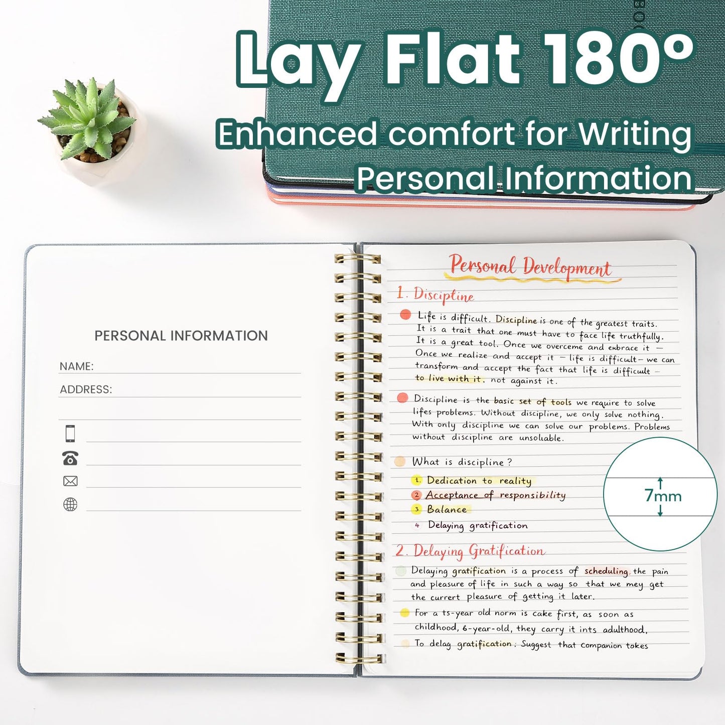 Oneirom Spiral Notebook - 8.5 x 10.98 Inch Large Hard Cover Notebook with Elastic Band & Pocket, 252 Pages, Lay Flat Wirebound Journal for Work, School, Planning & Note Taking Green