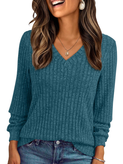 AUTOMET Womens V Neck Long Sleeve Shirt Fall Fashion Tops Tunic Dressy Casual Sweater Clothes Cute Trendy Work Outfits 2025