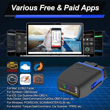 OBD2 Bluetooth 4.0 Scanner Car Code Reader for iPhone iOS Android Windows, Auto ODB2 OBDII Adapter Diagnostic Scan Tool for Check Engine Lights