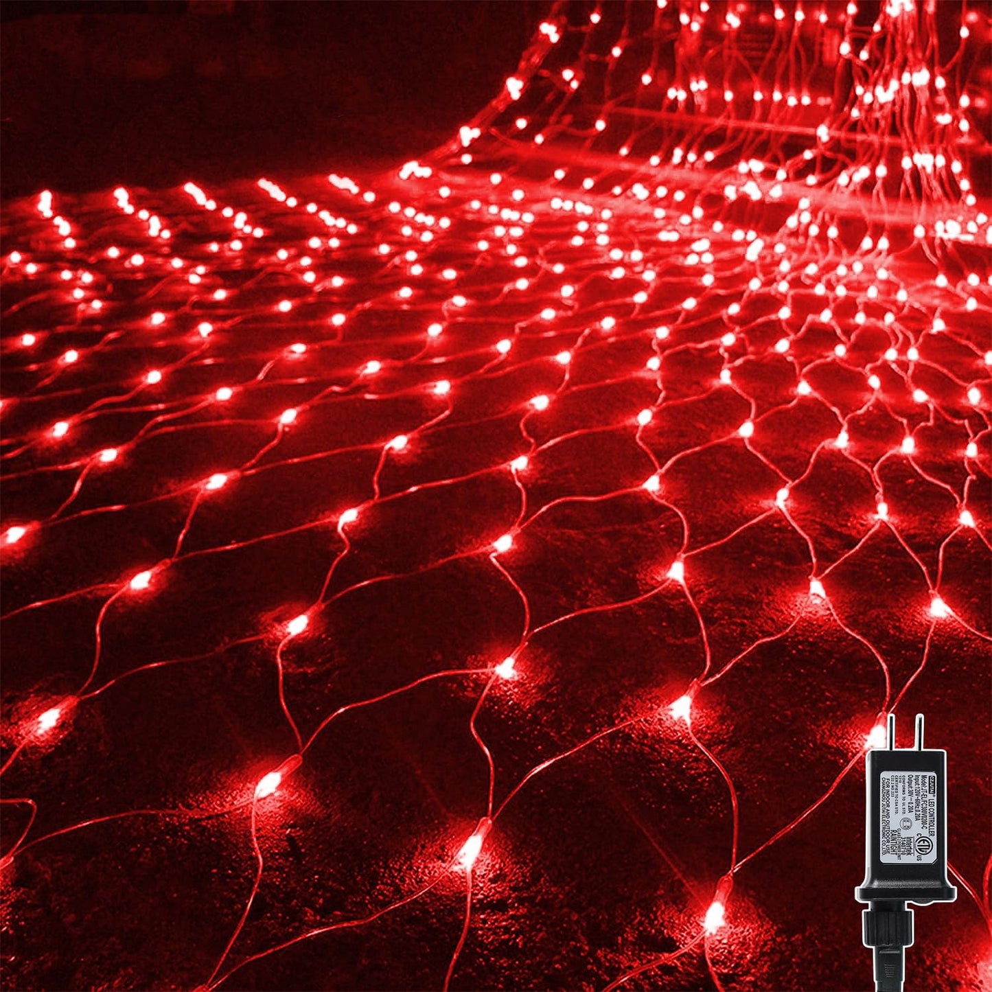 WATERGLIDE Outdoor Valentines Net Lights, 12FT x 5FT 360 LED Mesh String Light with 8 Lighting Mode, Connectable Waterproof Lights for Garden Tree Bushes, Christmas Wedding Party Decorations, Red