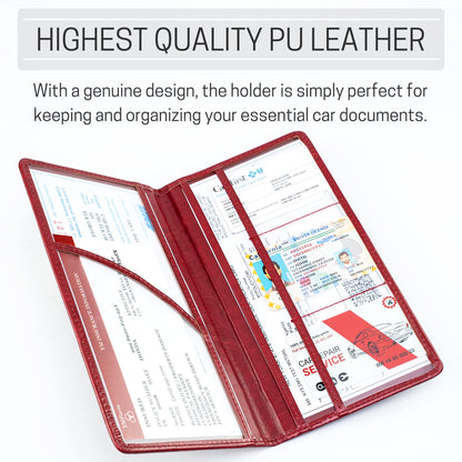 CANOPUS Car Registration and Insurance Holder, PU Leather Card Holder, Vehicle Glove Box Organizer for Auto, SUV, Truck, Red