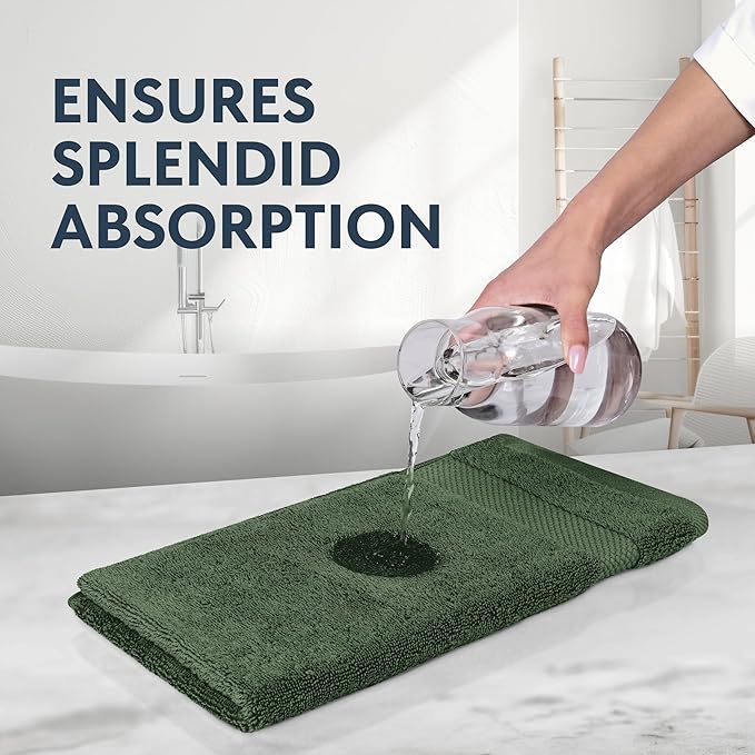 White Classic Luxury Forest Green Hand Towels