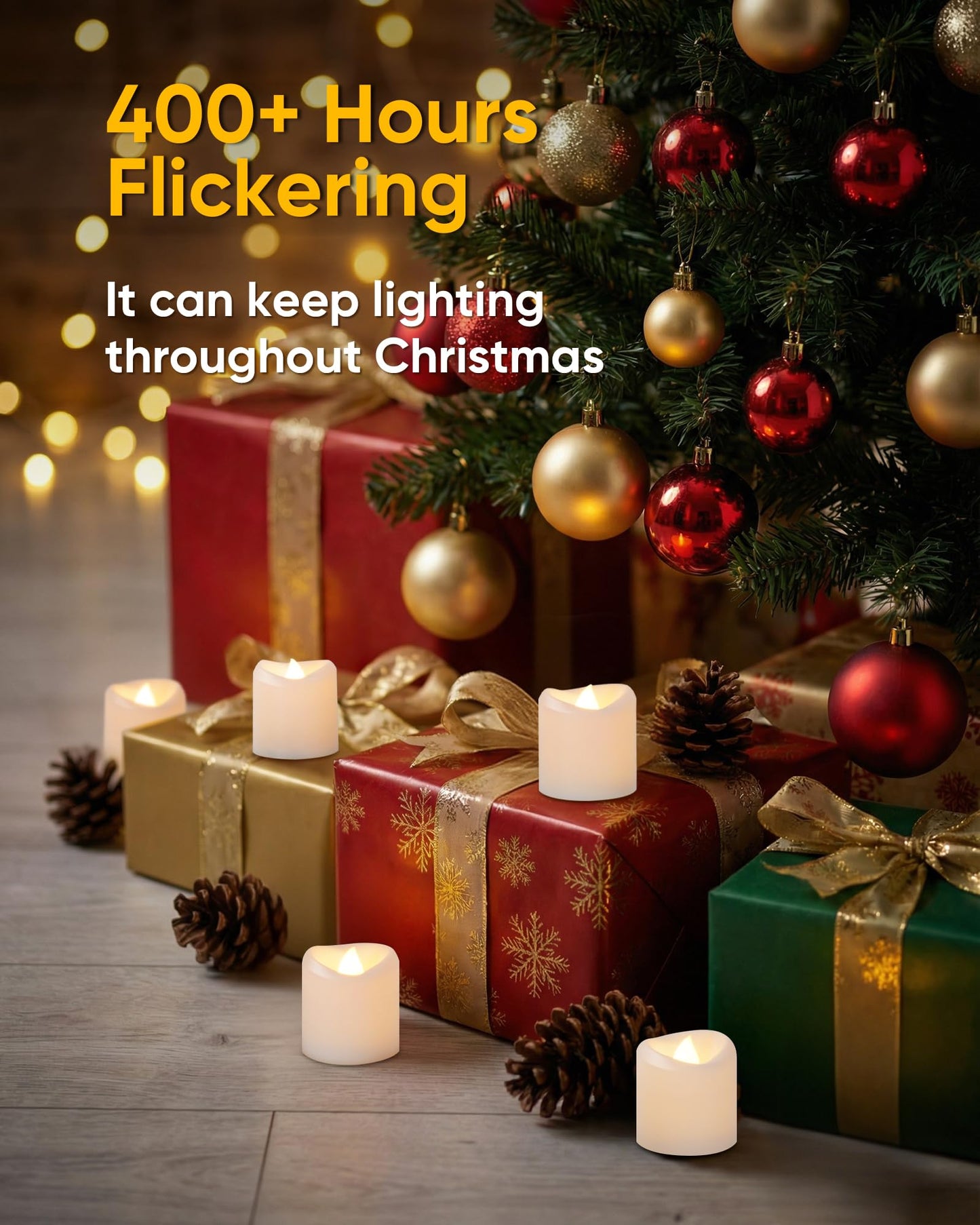 5plots 12-Pack 400+Hours Remote Control Candles, Votive Candles with 2/4/6/8H Timer, Battery Operated Tealights for Party, Table Centerpiece, Home Decor, Halloween, Thanksgiving, Christmas