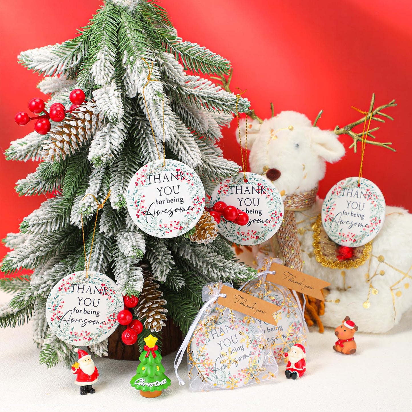 Suzile Employee Christmas Ornaments Coworker Thank You Gifts Bulk May You Be Proud Ornament Keepsake Ceramic Hanging Plaque Xmas Appreciation Gifts for Teacher Volunteer(6 Sets,Thank You)