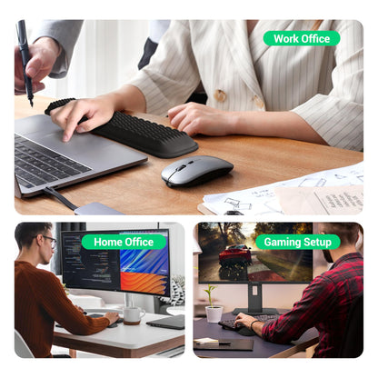 MEKASS Ergonomic Wrist Rest for Keyboard and Mouse, Soft Memory Foam Keyboard Wrist Rest Set with Non-Slip Silicone Base, Easy Typing, Pain Relief, Comfort for Office, Work, Gaming (Classic Black)