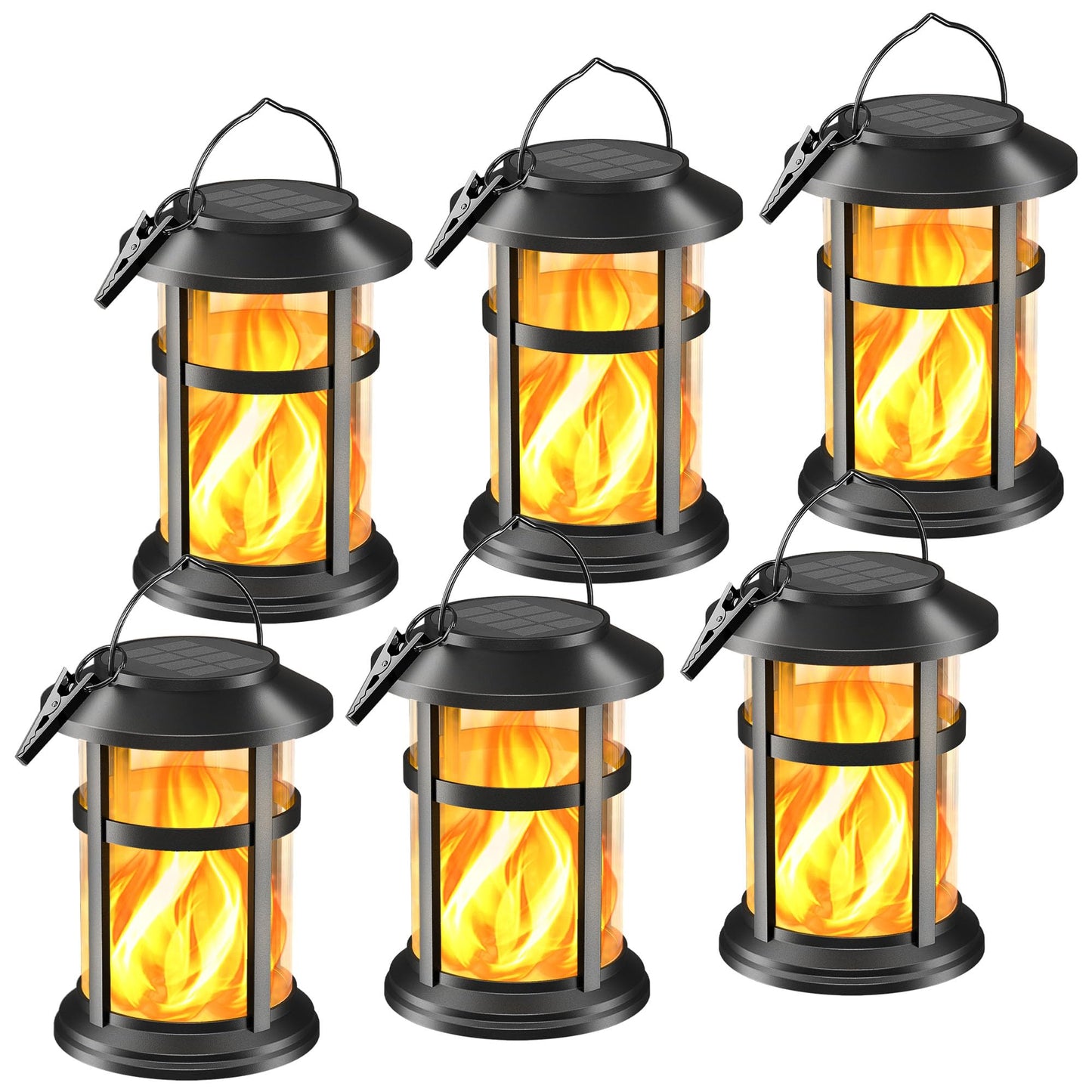 Otdair 6 Pack Solar Lanterns Outdoor Waterproof, Upgraded Flickering Flame Hanging Solar Lights for Outside, Solar Powered Lantern for Patio Yard Garden Porch Decor, Gift for Mom Housewarming