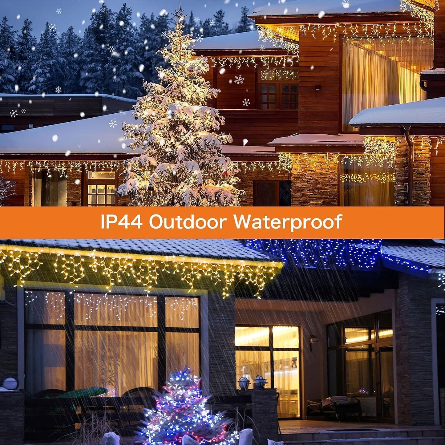 32.8ft 400 LED Icicle String Lights, 8 Modes Waterproof Icicle Christmas Lights Outdoor with Memory Function, Curtain Fairy Lights Hanging Decor for Home, Party, Christmas & Halloween (Warm White)