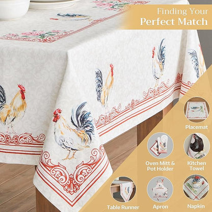 Maison d' Hermine Table Cloth Square Table 100% Cotton 54 x 54 Inches Tablecloth Reusable Decorative Everyday Use for Dining Room, Farmhouse, Home, Party, Festive & Wedding Spring Summer - Campagne