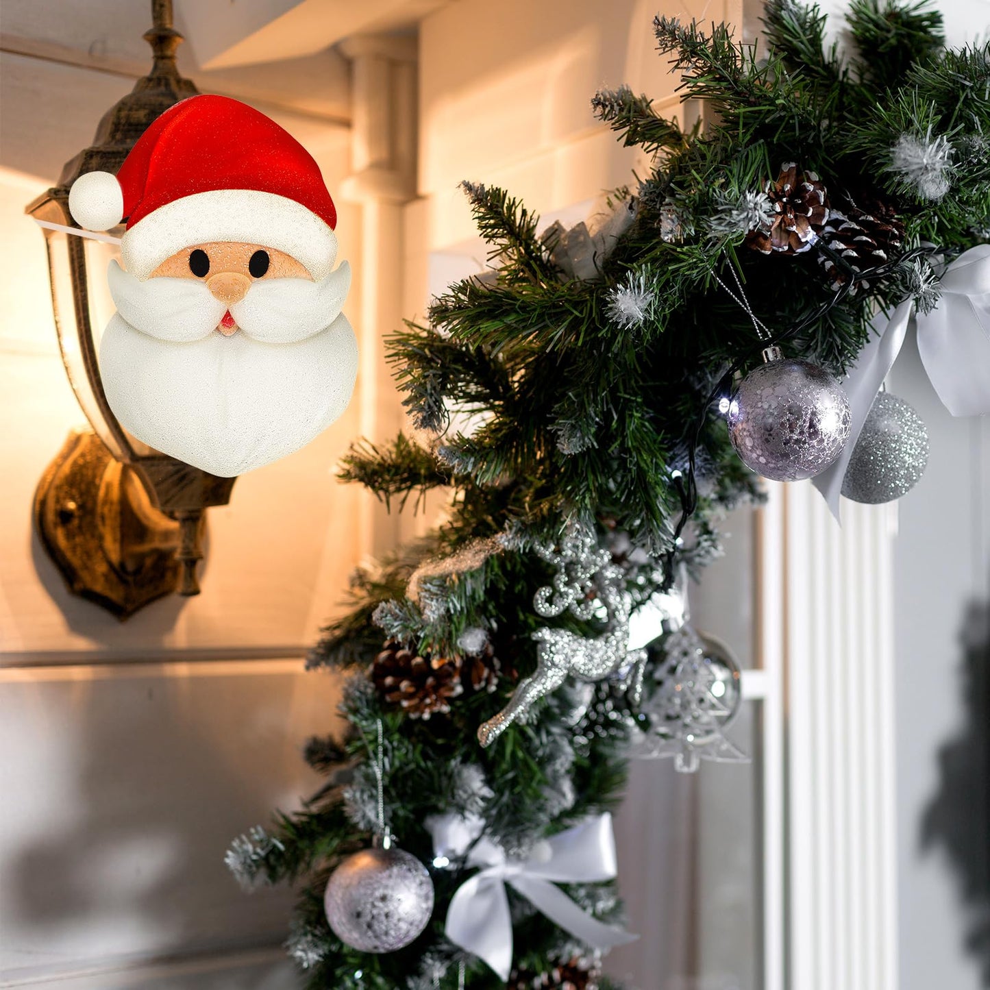 Mudder Christmas Porch Light Covers Christmas Outdoor Decoration Gnome Xmas Holiday Light Covers for Porch Garage Front Door Hanging(Snowman, Santa,2 Pcs)