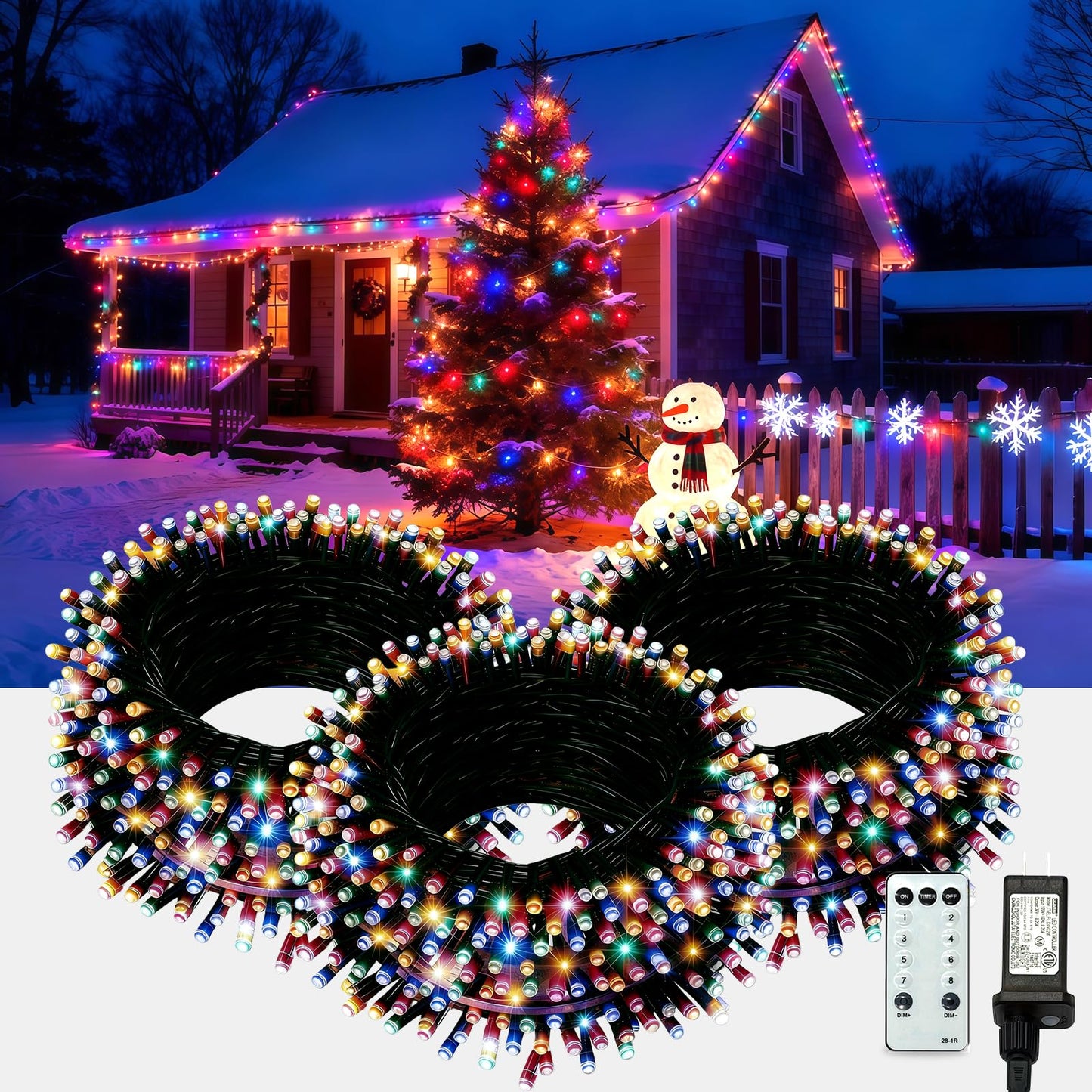 AHAWILL String Lights for Christmas Decor,LED RGB Classroom Lights, Waterproof Fairy Lights Indoor for Christmas Decor,Dimmable,8 Modes,Valentine's Day Home Decorations (166ft)