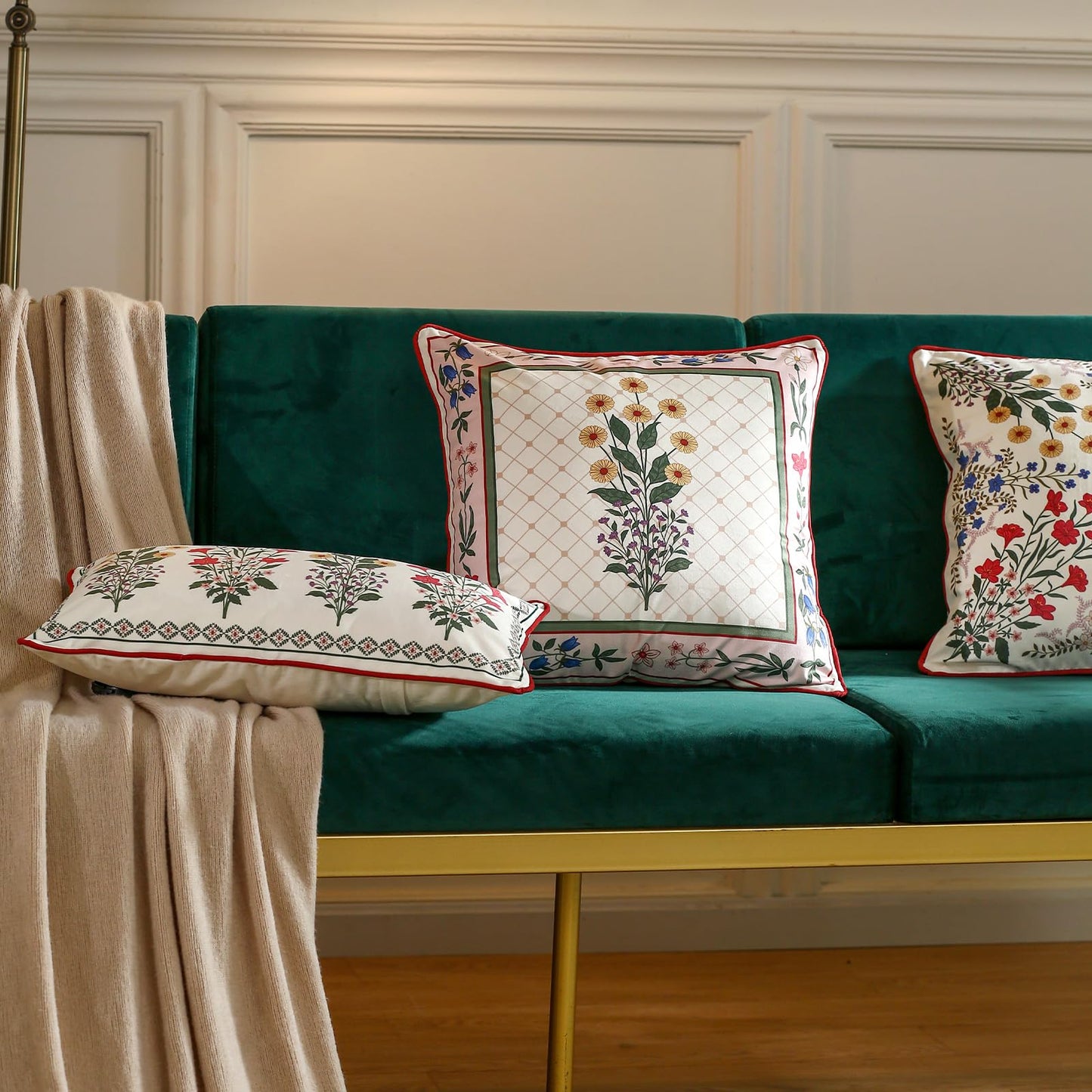 ISAENNE Designer Velvet Throw Pillow Cover,18"x18" Set of 2-Bertina B