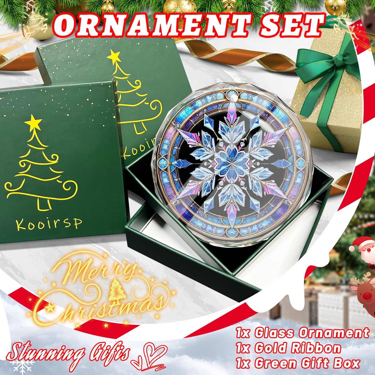Stained Glass Snowflake Ornament, Snowflake Christmas Tree Ornaments, Gift Exchange Idea