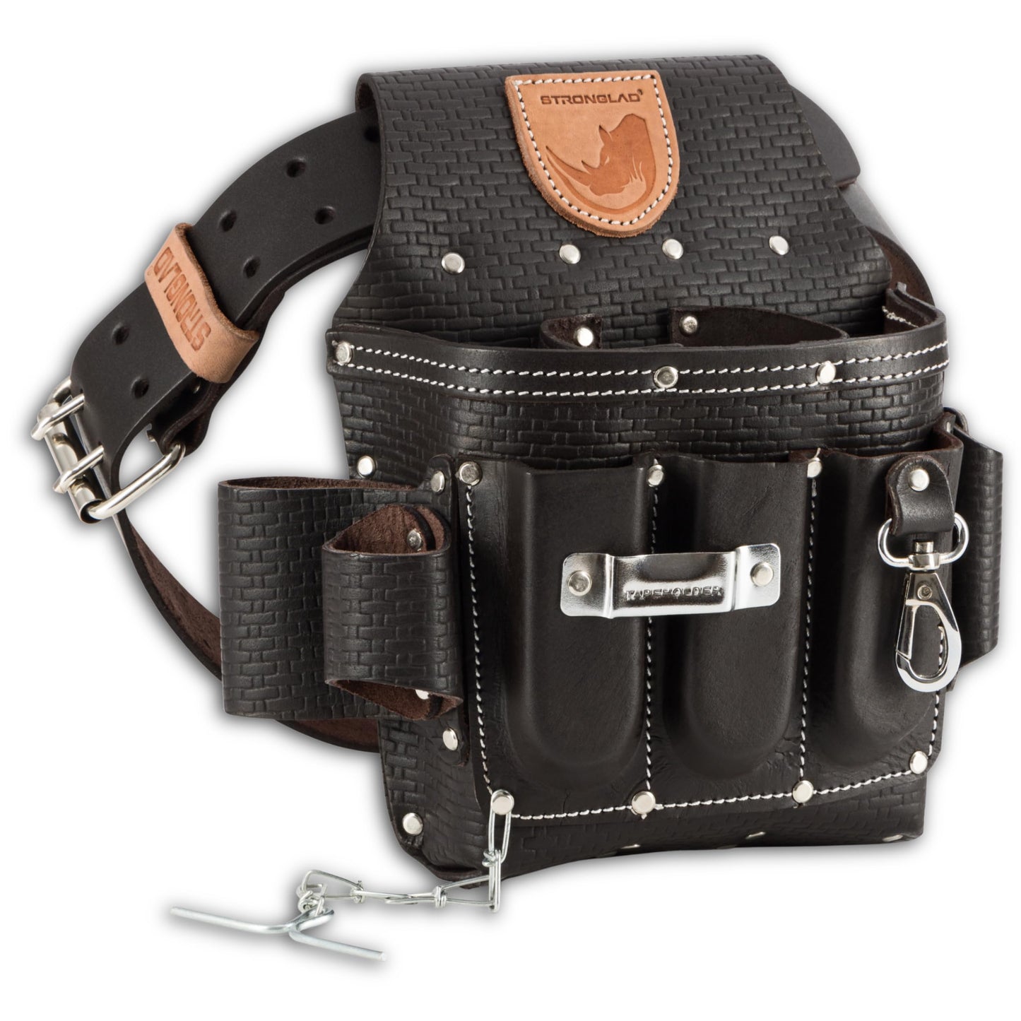 STRONGLAD Heavy-Duty Electricians Tool Belt – 13-Pocket Top-Grain Leather Pouch, Adjustable Fit 29–46" Durable Utility Belt for Electrical Work | Rugged Jobsite Organizer | Designed for Pros