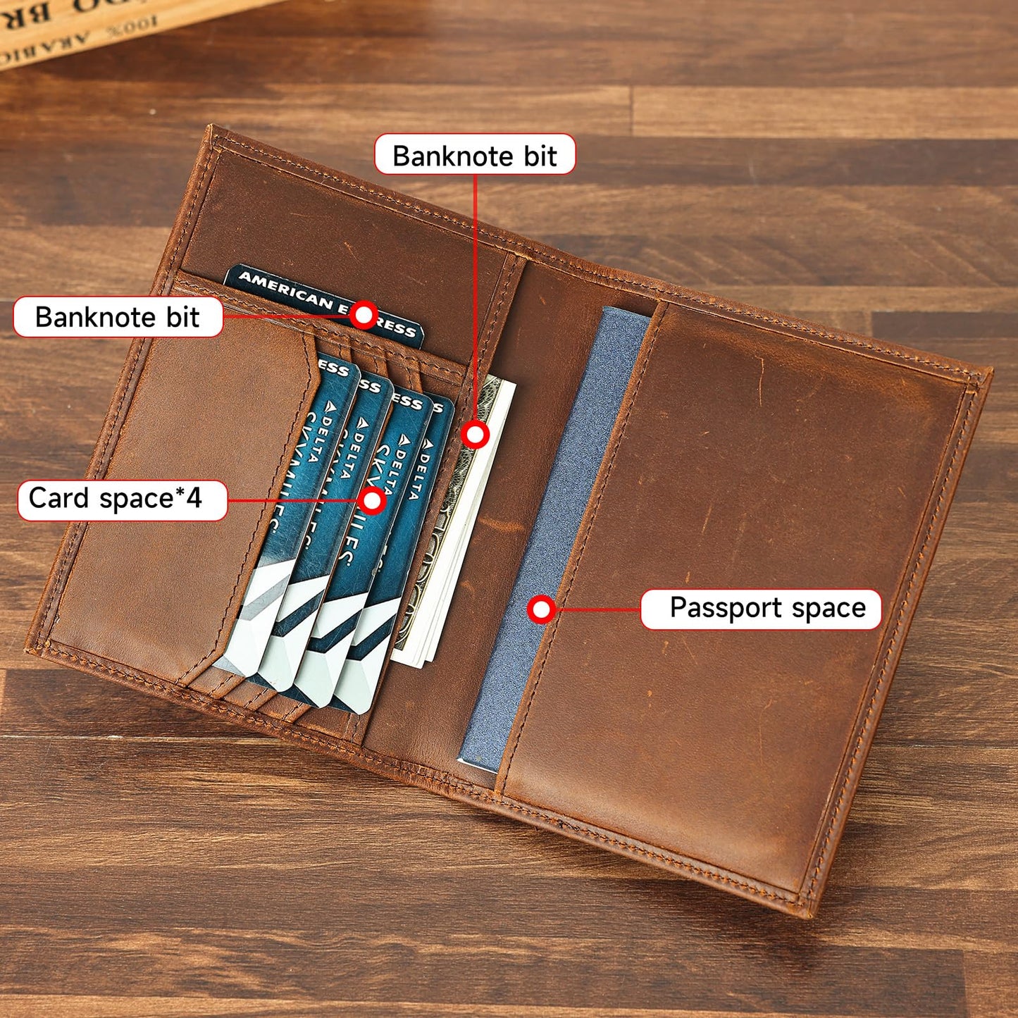 Genuine Leather Passport Holder Handmade Passport cover Lightweight Travel Bifold Passport coffee