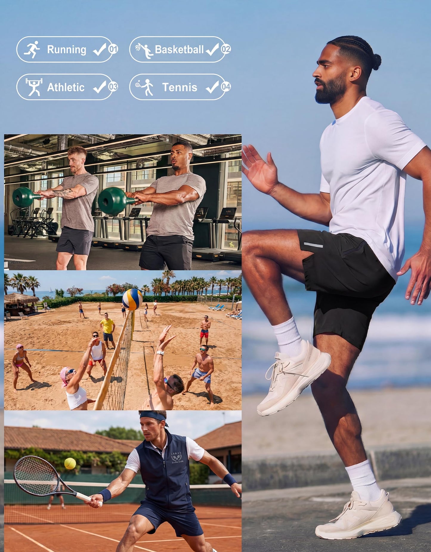 COOFANDY Mens Workout Athletic Shorts 7 inch Inseam Quick Dry Hiking Shorts Men Lightweight Sports Gym Shorts Running