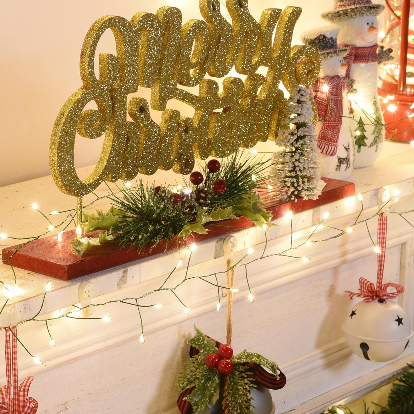 Lycklig Fairy Lights Plug in 65Ft 1000LED Warm Christmas Garland Lights with Timer Remote Waterproof Firecracker Twinkle Cluster String Light for Bedroom Wreath Party Wreath Tree Decor Green Wire