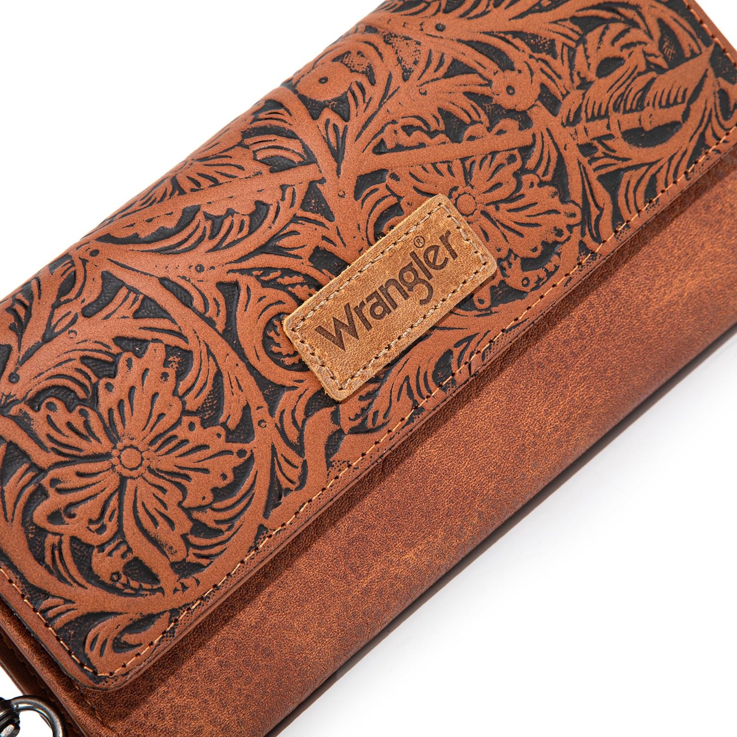 Montana West X Wrangler Tooling Women's Wallets Brown Western Wallet for Women Wallets, Card Cases & Money Organizers Phone Wallet Women Wristlet with Coin Purse WG196-W056BR