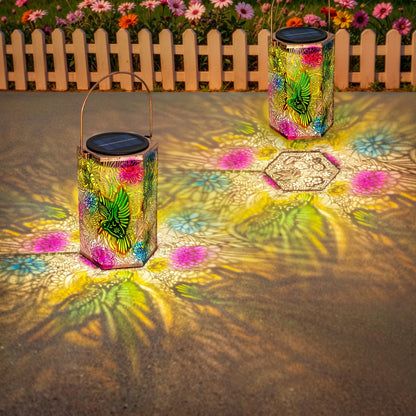 2Pack Solar Outdoor Hummingbird Lanterns Waterproof, Homeimpro Multicolor Solar Garden Lanterns, Mother's Day Christmas Garden Gifts for Mom Women, Backyard Ornaments